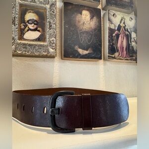 Kriza Brown Wide Leather Belt‎ Letter “K” 33” long